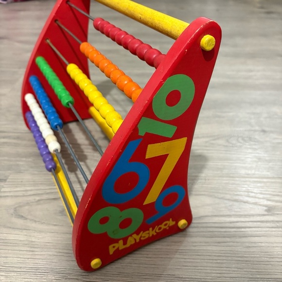 Vintage PLAYSKOOL Abacus Wooden Bead Counting Math Toy Rainbow 60’s-70’s - Picture 3 of 11